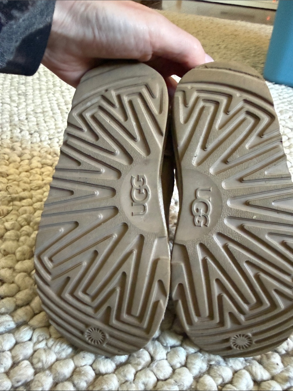 UGG Kids Tan Shearling-Lined Slip-On Booties